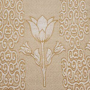 1960s 70s Gold Textured Polyester Upholstery Fabric Tulips 48" W 2yds 12" VTG